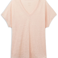 Blusa De Manga Curta Em Linho Com Decote Em v The Pure Linen - Rosa