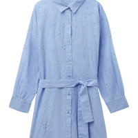 Camisa Longa Com Bordado Sangallo - Azul