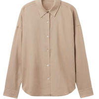 Camisa Curta Em Linho e Viscose - Bege