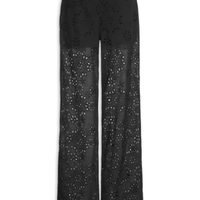 Calça Reta Feminina Em Laise - Preto