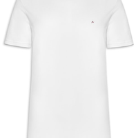 Camiseta Masculina Básica Em Algodão Com Friso - Branco