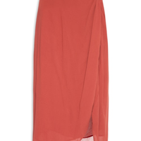 Saia De Georgette Pesado Midi Pareô Vermelha - Vermelho