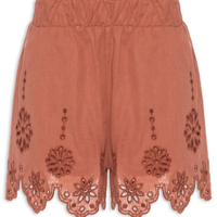 Short Feminino Bordado Nuts - Marrom