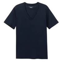 Camiseta Com Decote v Em Algodão Premium - Azul