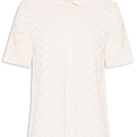 Camisa Casual Masculina Tricot Waves Regular - Off White