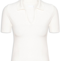 Polo Feminina Tricot Textura - Off White