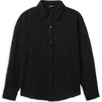 Camisa Curta Jacquard - Preto