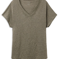 Blusa De Manga Curta Em Linho Com Decote Em v The Pure Linen - Verde