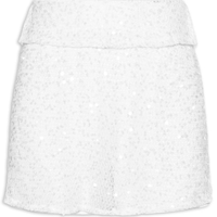 Short Saia Tela Paetê - Branco