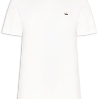 Camiseta Masculina Manga Curta Gola Careca Coroa Ribbed - Branco