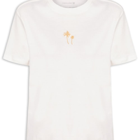 Camiseta Feminina Bordado Coqueiros Gold - Branco