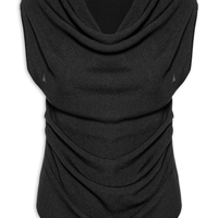 Blusa Feminina Decote Degagê Em Tricot - Preto