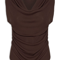 Blusa Feminina Decote Degagê Em Tricot - Marrom