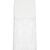 Saia Midi Com Renda Em Sobreposição - Off White