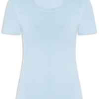 Camiseta Feminina Básica Decote Em U - Azul