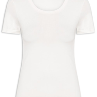 Camiseta Feminina Básica Decote Em U - Off White