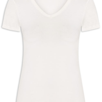 Camiseta Feminina Básica Decote Em V - Off White