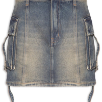 Saia Jeans Curta Com Bolso Cargo - Azul