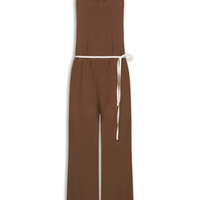 Macacão Feminino Básico Texturizado - Marrom