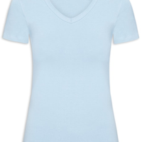 Camiseta Feminina Básica Decote Em V - Azul