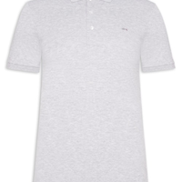 Polo Masculina Slim Fit Em Mini Piquet Stretch - Cinza