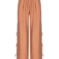 Calça Feminina Pantalona Com Amarração Lateral - Marrom