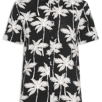 Camisa Masculina Manga Curta Coqueiro - Preto