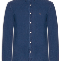 Camisa Masculina Manga Longa Piquet Indigo - Azul