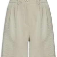 Short Feminino Alfaiataria De Pregas - Bege