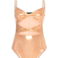 Body Cut Out Carnaval Metalizado - Dourado