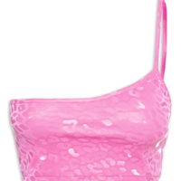 Top Carnaval Um Ombro Só Animal Print - Rosa