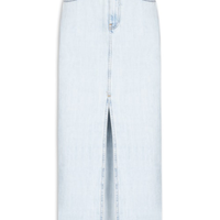 Saia Jeans Midi Com Fenda - Azul