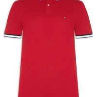 Polo Masculina Slim Fit Com Friso - Vermelho