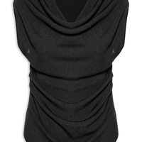 Blusa Feminina Decote Degagê Em Tricot - Preto
