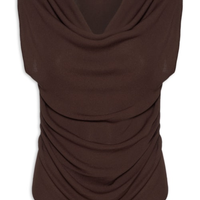 Blusa Feminina Decote Degagê Em Tricot - Marrom
