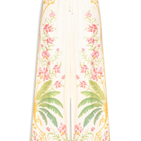 Calça Feminina Pantalona Floral Nusa - Off White