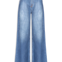 Calça Feminina Jeans Pantalona Resinada - Azul