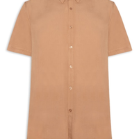 Camisa Masculina Manga Curta Viscose - Marrom