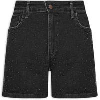 Short Feminino Jeans Com Bolso - Preto