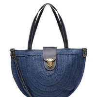 Bolsa Feminina Meia Lua Palha - Azul