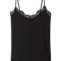 Regata Canelada Em Viscose e Rendayour Everyday Wear - Preto