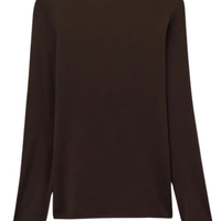 Blusa De Manga Comprida Com Decote Canoa Em Algodão Ultralight - Marrom