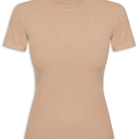 Camiseta Feminina Básica Manga Curta - Bege