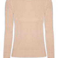 Blusa Feminina Gola Redonda Em Tricot - Bege