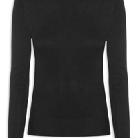 Blusa Feminina Gola Redonda Em Tricot - Preto