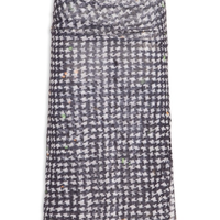 Saia Midi Tule Pied Poule - Preto