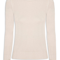 Blusa Feminina Gola Redonda Em Tricot - Bege
