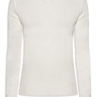 Blusa Feminina Gola Redonda Em Tricot - Off White