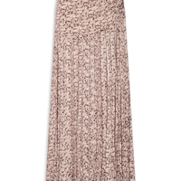 Saia De Georgette Longa Estampa Liberty Chelsea Detalhe Em Franjas - Marrom