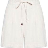 Short Feminino Amarração com Linho - Bege